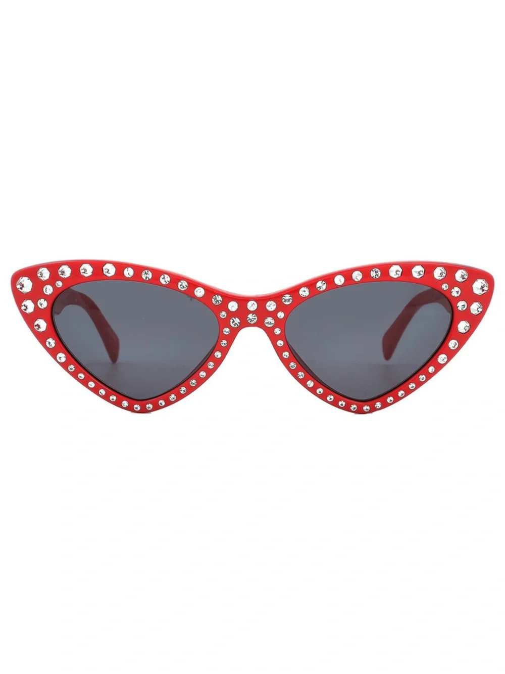 NEW MOSCHINO RED CRYSTAL EMBELLISHED CAT-EYE SUNGLASSES